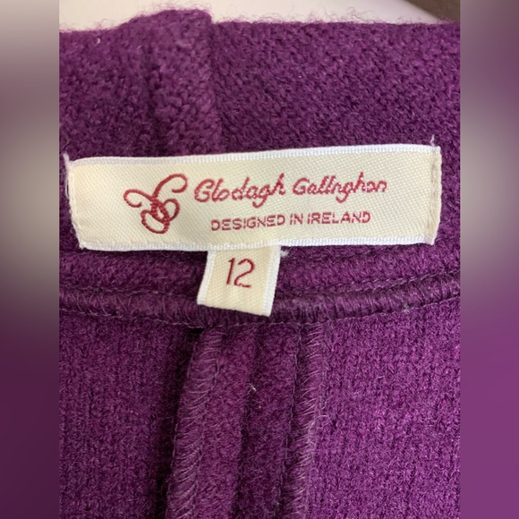 Vintage Ireland Coat Clodagh Callaghan 100% Boiled Wool Purple Art Gold Size 12 - Picture 11 of 14